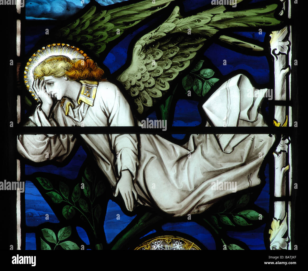 Angel stained glass, St.Michael`s Church, WestonunderWetherley